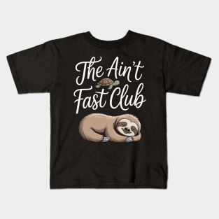 The Ain't Fast Club Funny Sloth Turtle Slow Running Team Kids T-Shirt